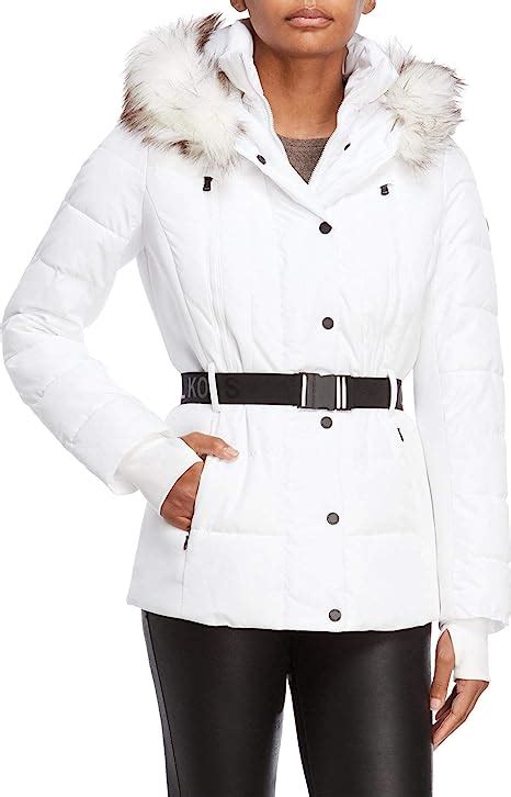 michael kors white coat with fur|michael kors puffer coat 2x.